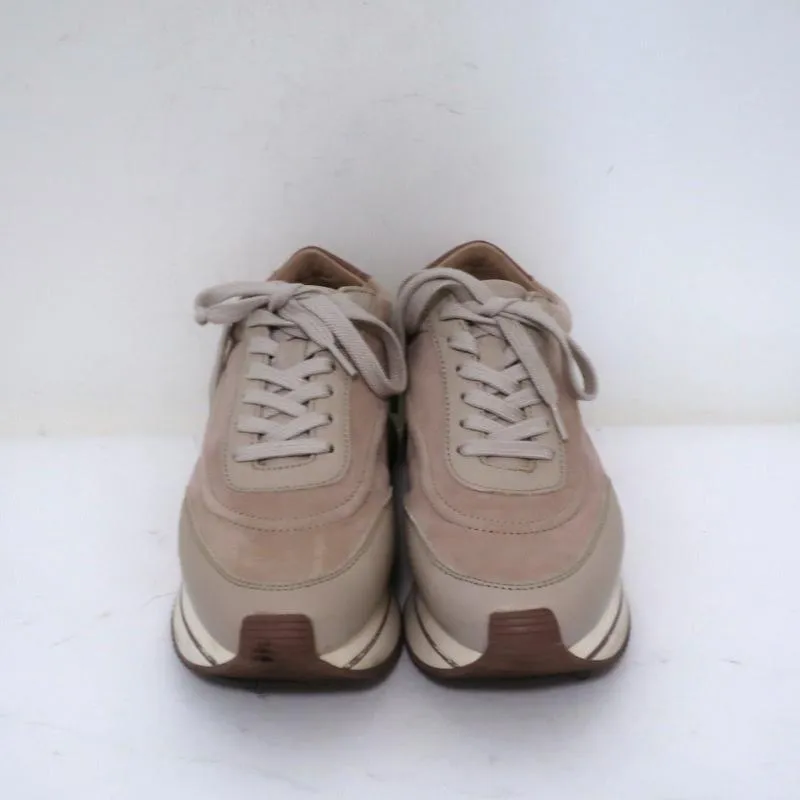 Massimo Dutti Platform Low Top Sneakers Nude Suede & Leather Size 36