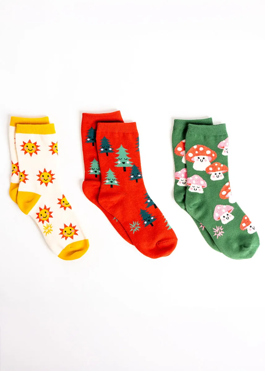 Mellow Mushrooms Kids' Socks 3-Pack