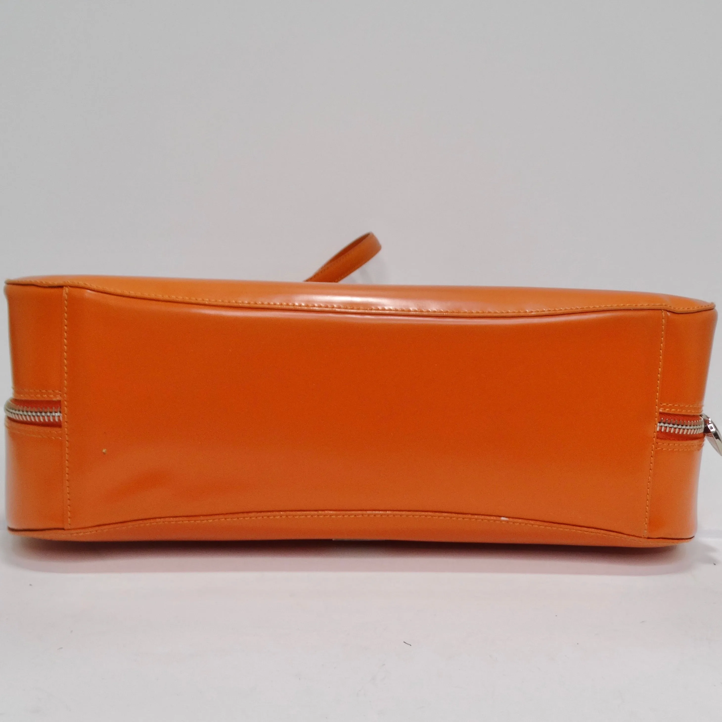 Moschino Orange Top Handle Leather Handbag