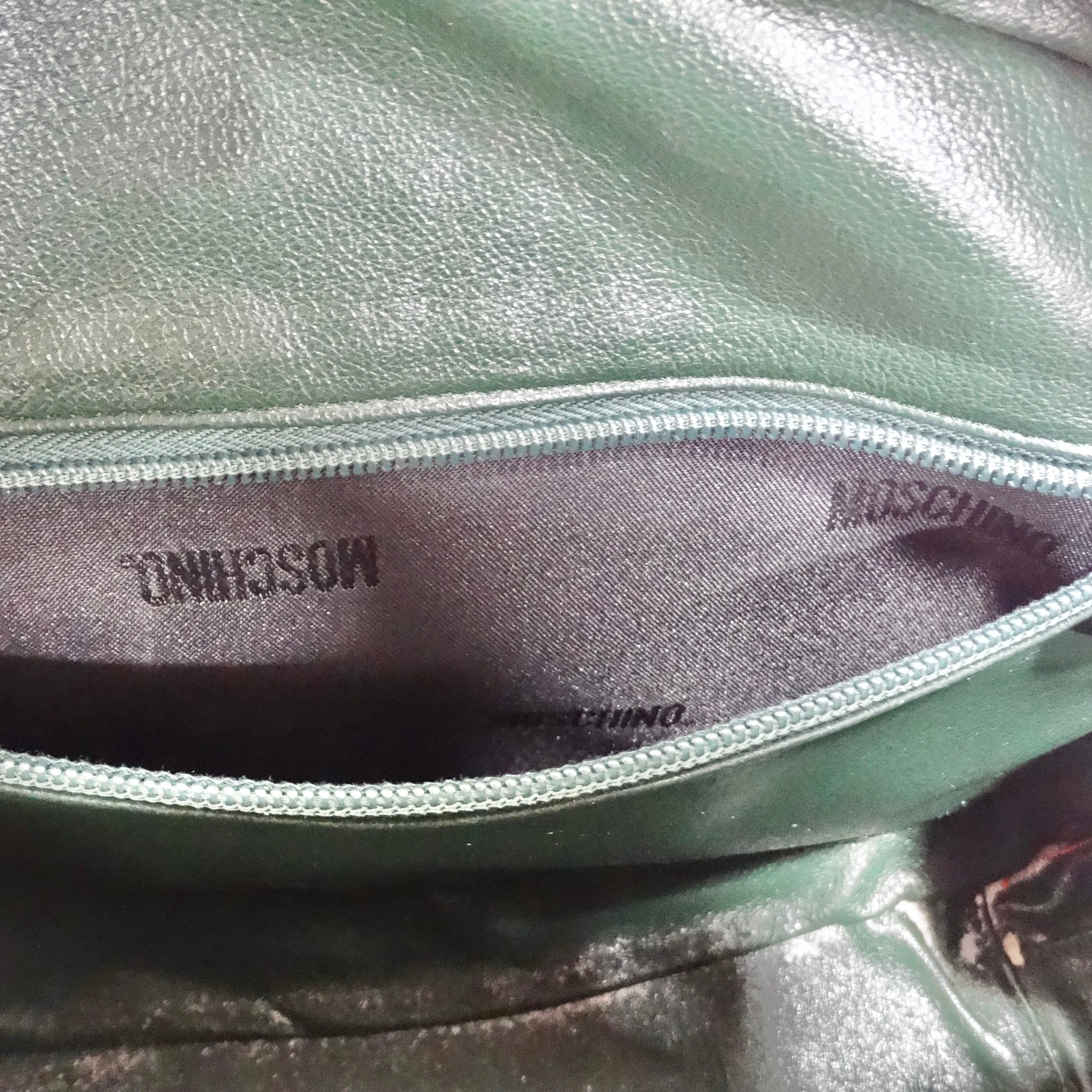 Moschino Orange Top Handle Leather Handbag
