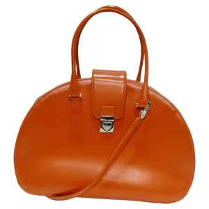 Moschino Orange Top Handle Leather Handbag