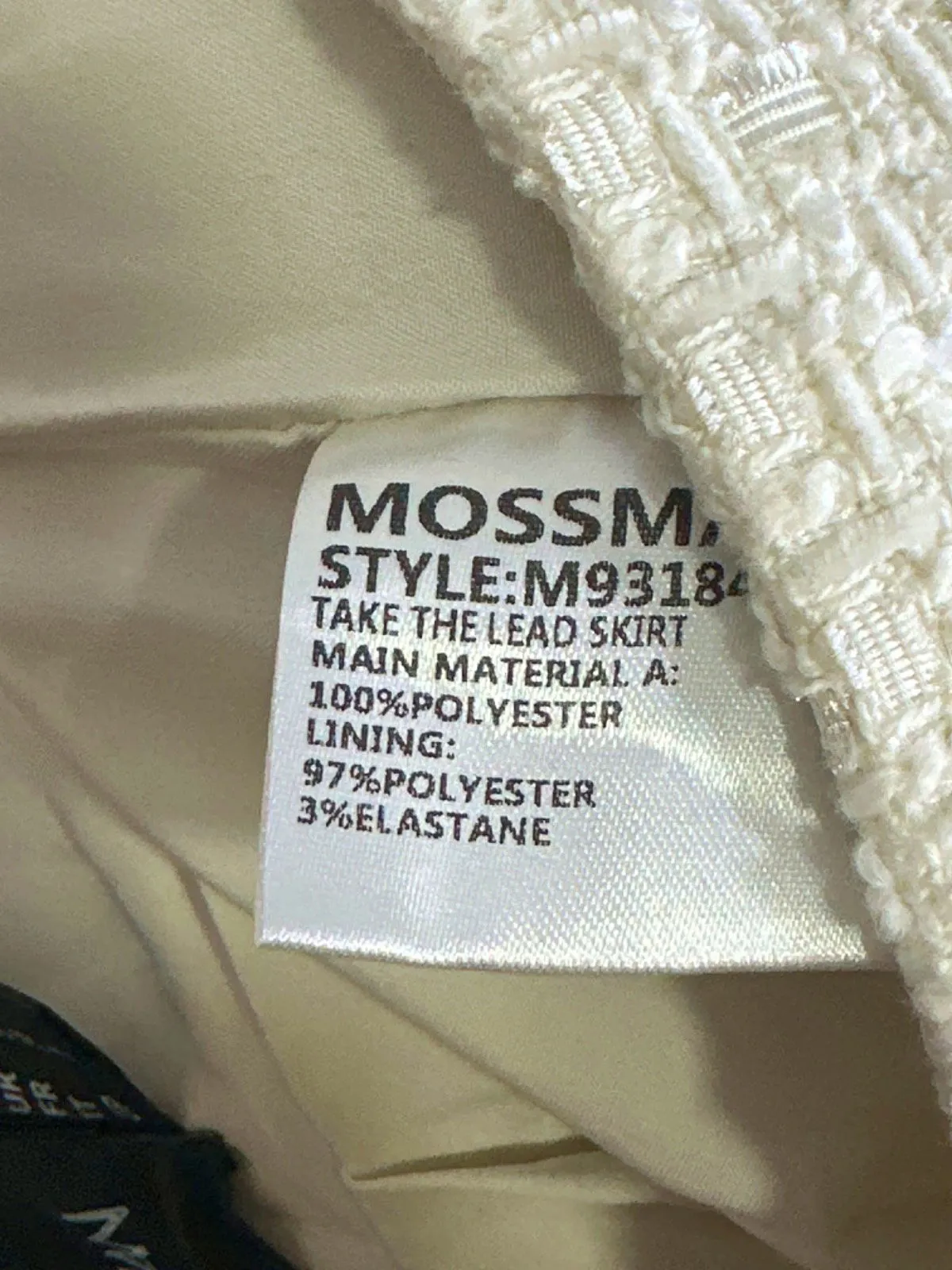 Mossman White Take The Lead Skirt UK 6