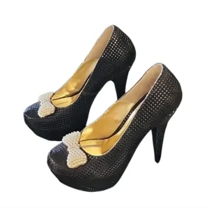 Muuy Fresos Zapateria Platform Heels Size 7.5 8 Mexico Pearls Bows Goth Punk