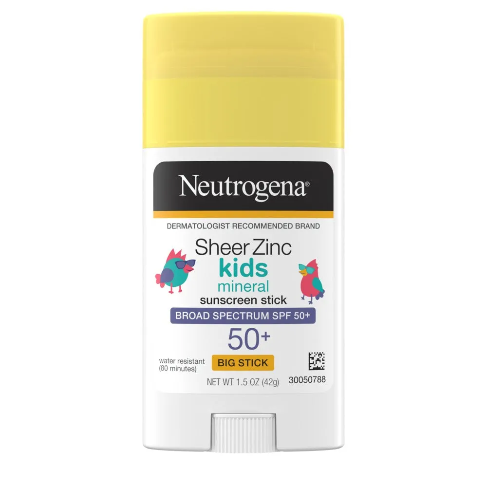 Neutrogena Sheer Zinc Kids Mineral Sunscreen Stick Broad Spectrum SPF 50 