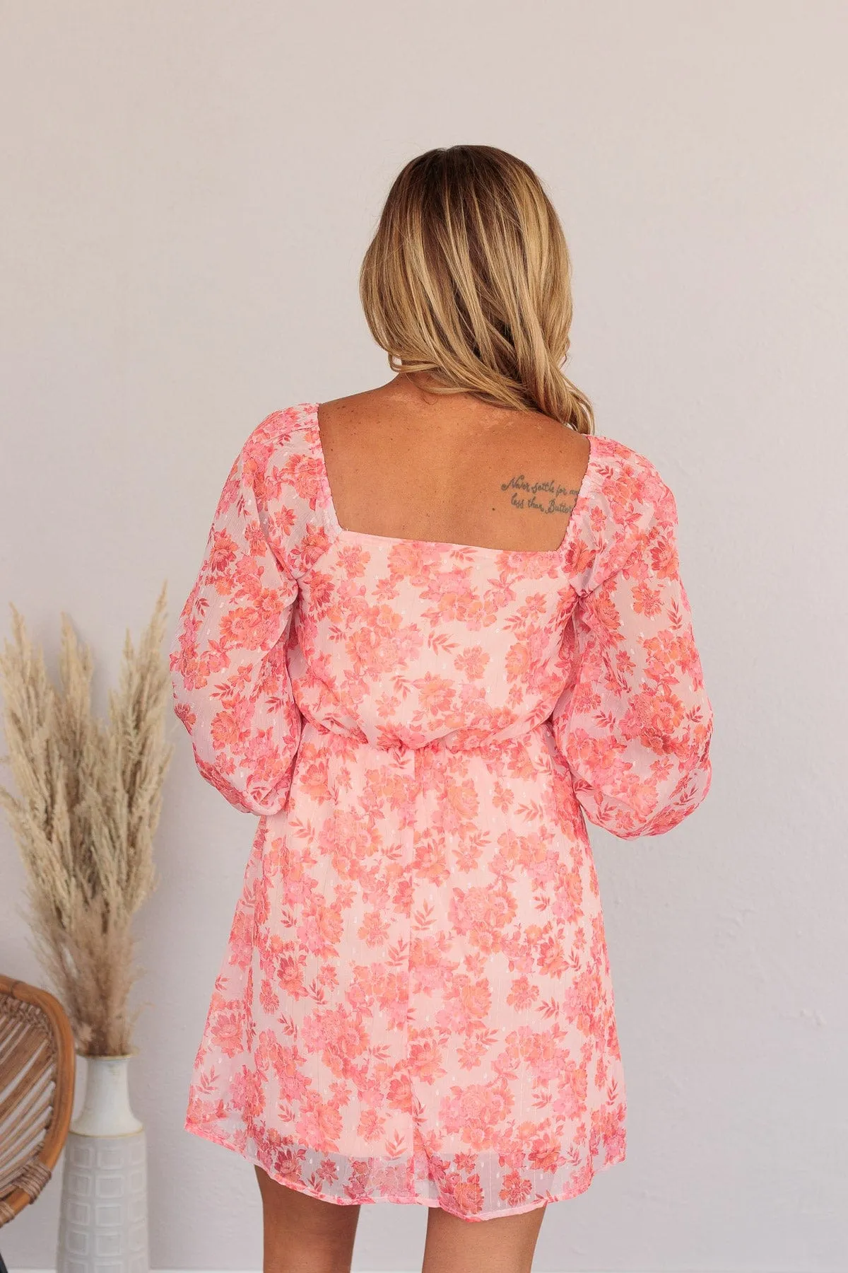 Never Lose Hope Floral Mini Dress- Coral