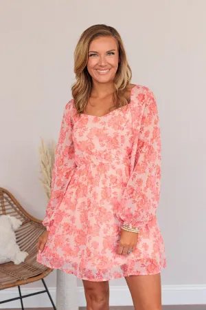 Never Lose Hope Floral Mini Dress- Coral