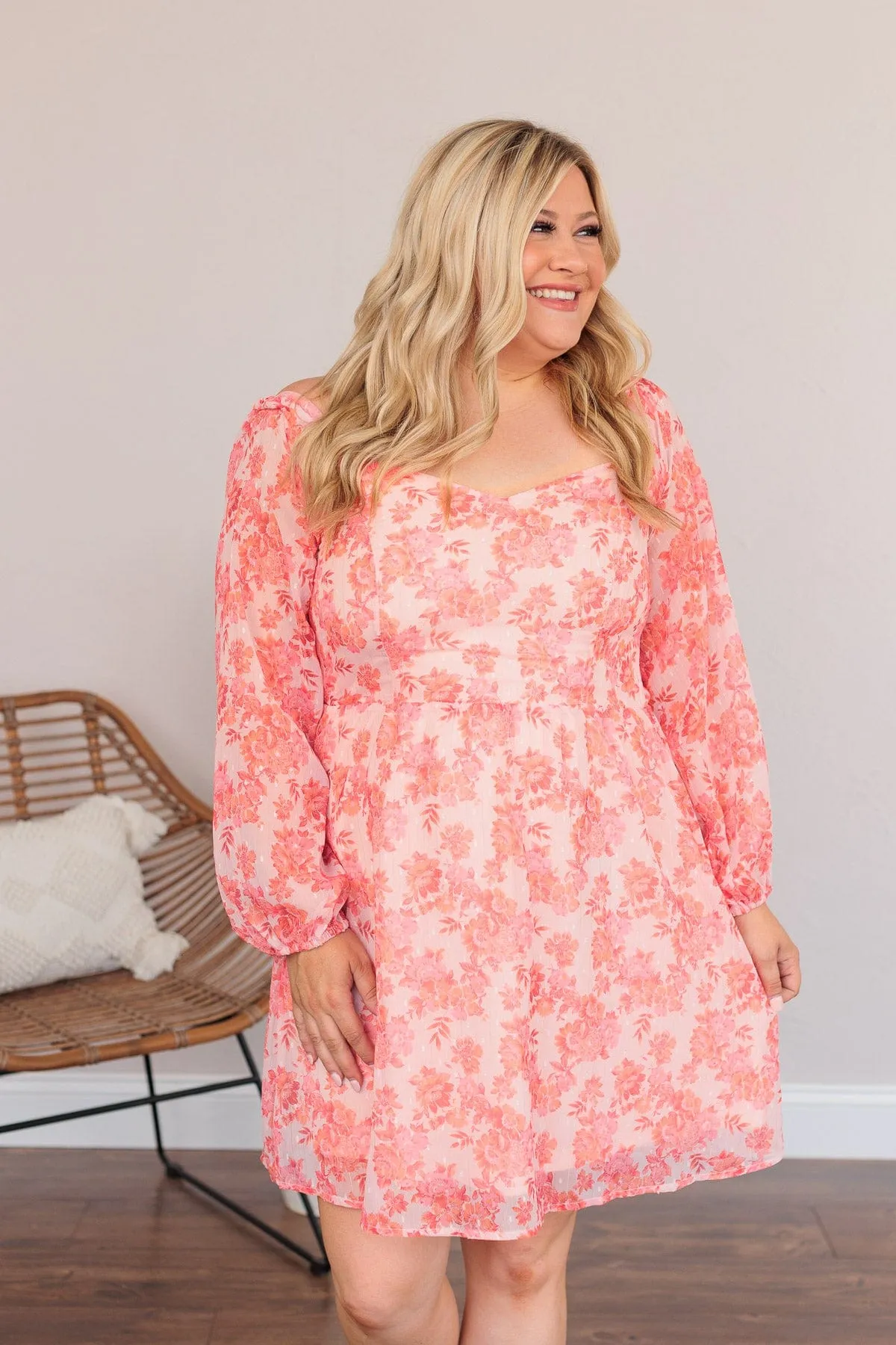 Never Lose Hope Floral Mini Dress- Coral
