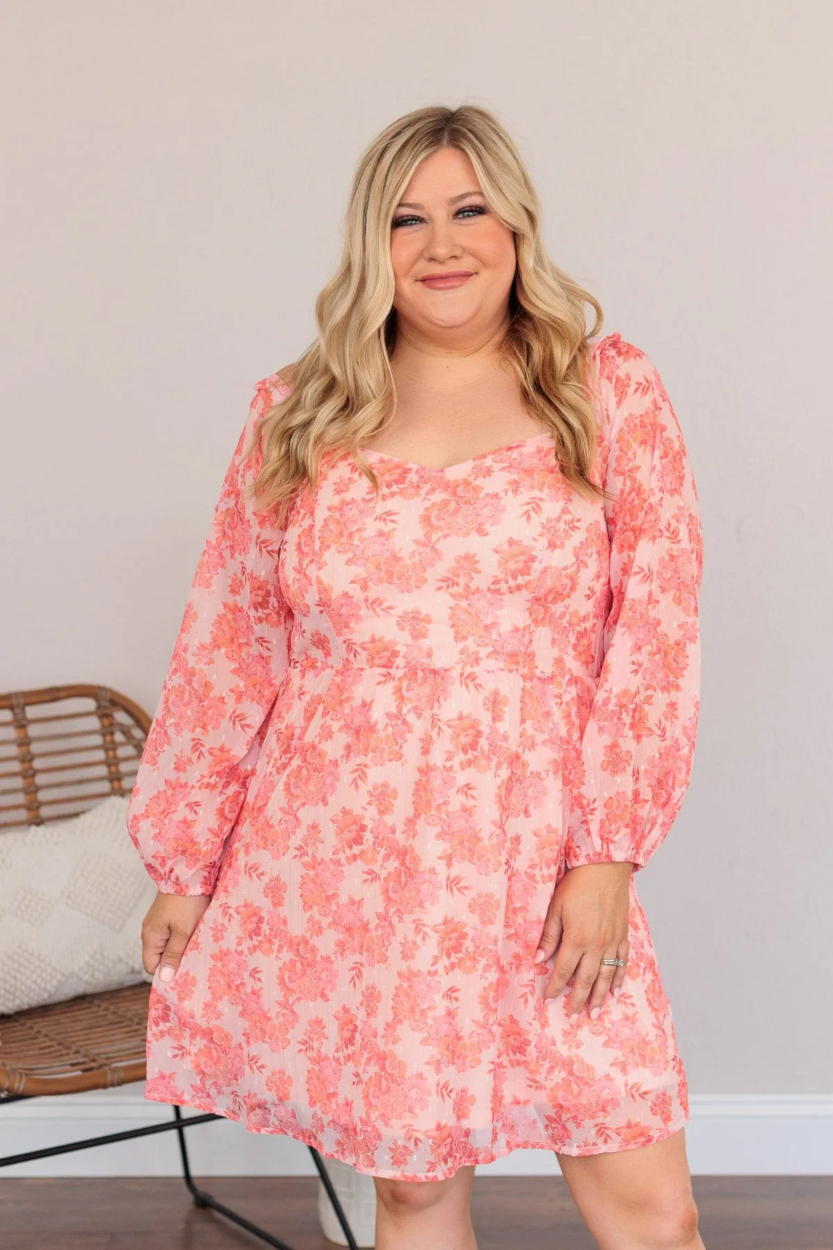 Never Lose Hope Floral Mini Dress- Coral