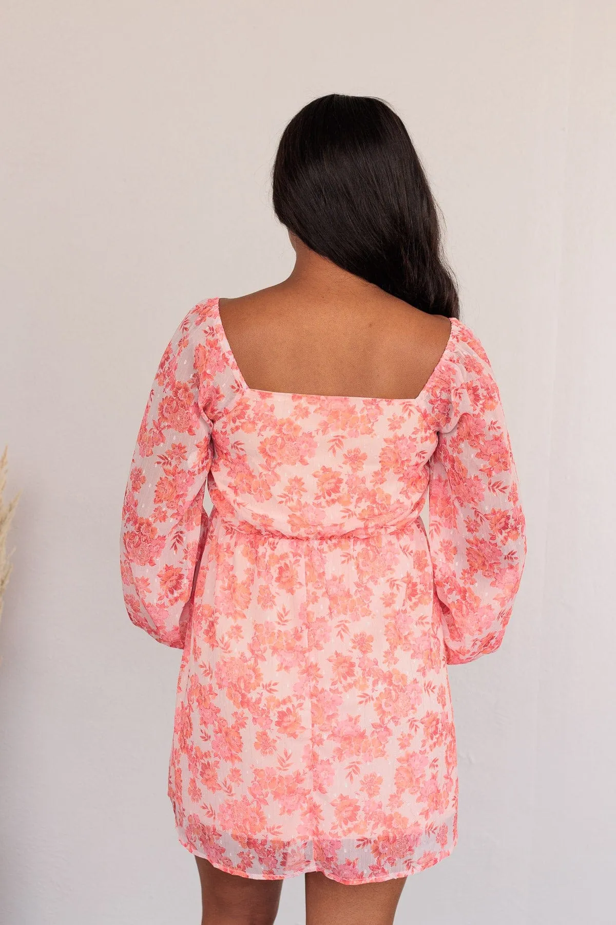 Never Lose Hope Floral Mini Dress- Coral