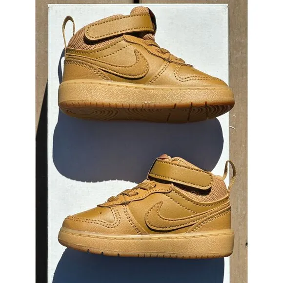 NEW Nike Baby / Toddler Court Borough 2 Mid Casual Sneaker (Wheat Black) - 5T