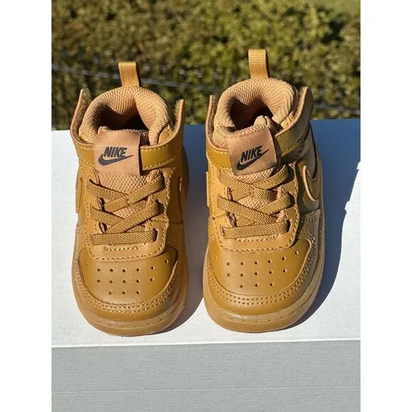 NEW Nike Baby / Toddler Court Borough 2 Mid Casual Sneaker (Wheat Black) - 5T
