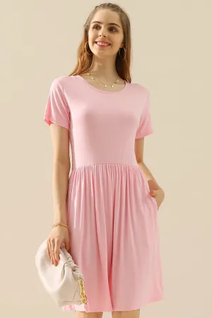 Ninexis Full Size Round Neck Ruched Dress