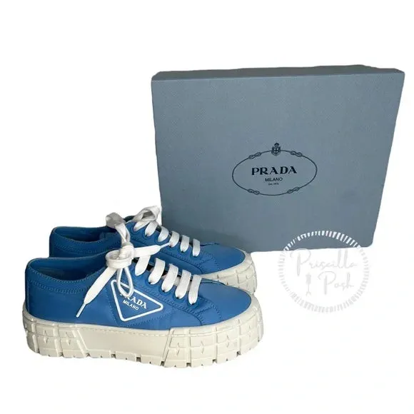 NWB Prada Blue and White Platform Sneakers 8