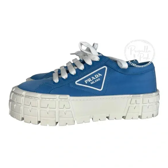 NWB Prada Blue and White Platform Sneakers 8