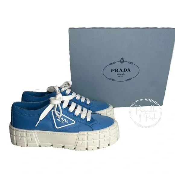 NWB Prada Blue and White Platform Sneakers 8