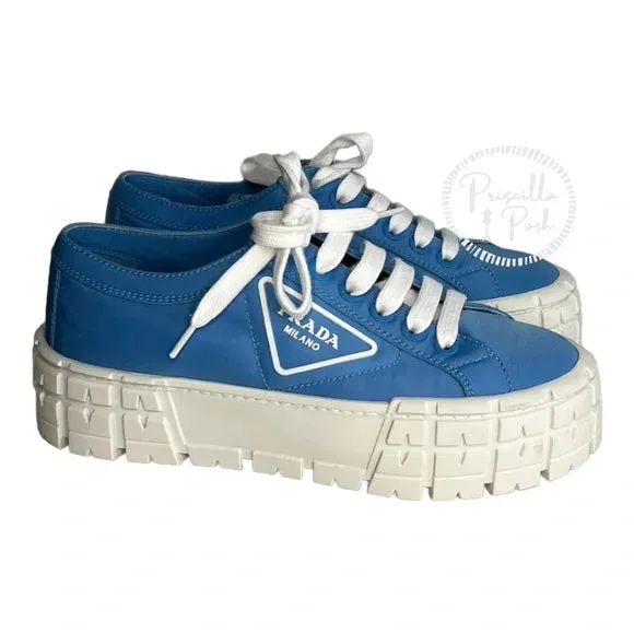 NWB Prada Blue and White Platform Sneakers 8