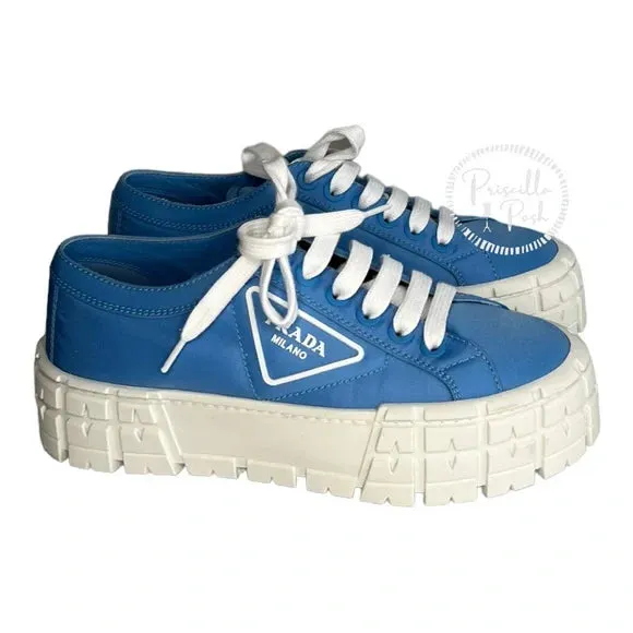 NWB Prada Blue and White Platform Sneakers 8