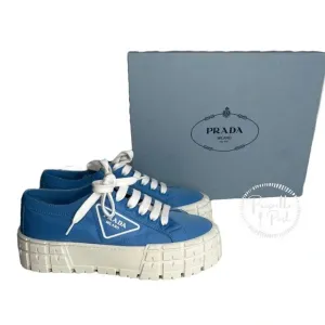 NWB Prada Blue and White Platform Sneakers 8