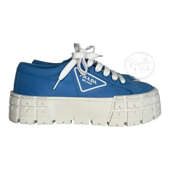 NWB Prada Blue and White Platform Sneakers 8