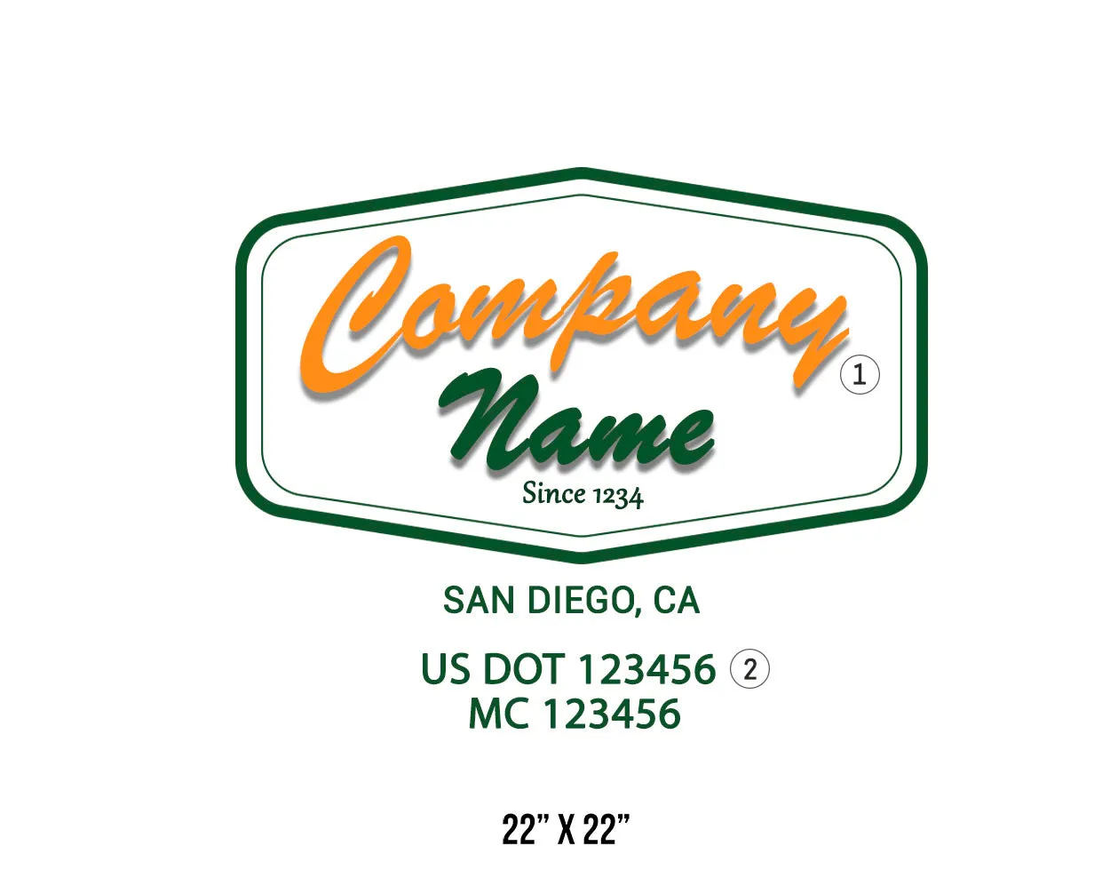 Old School Style Company Name Truck Decal USDOT, 2 Pack