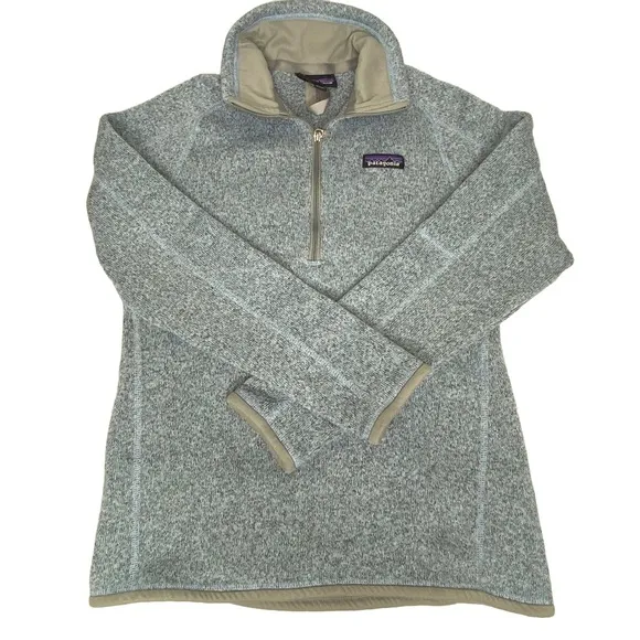 Patagonia Women’s Small Better Sweater 1/4 Zip Light Blue Logo Outdoor Gorp Hike