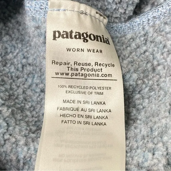 Patagonia Women’s Small Better Sweater 1/4 Zip Light Blue Logo Outdoor Gorp Hike
