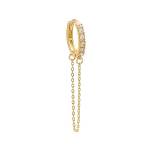 Pavé Chain Drop Huggie Earring 14K