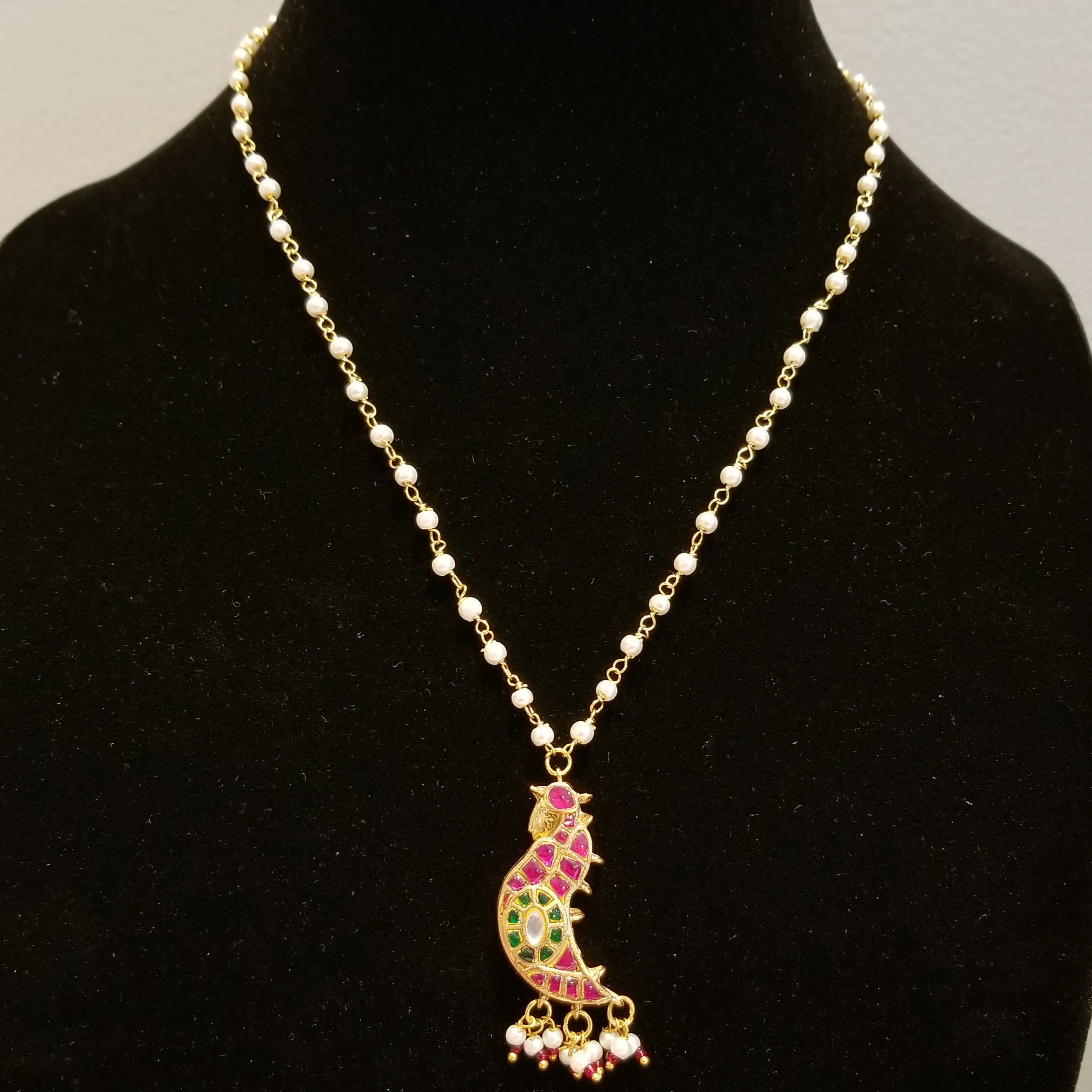 Pearl Chain With Kundan Pendant