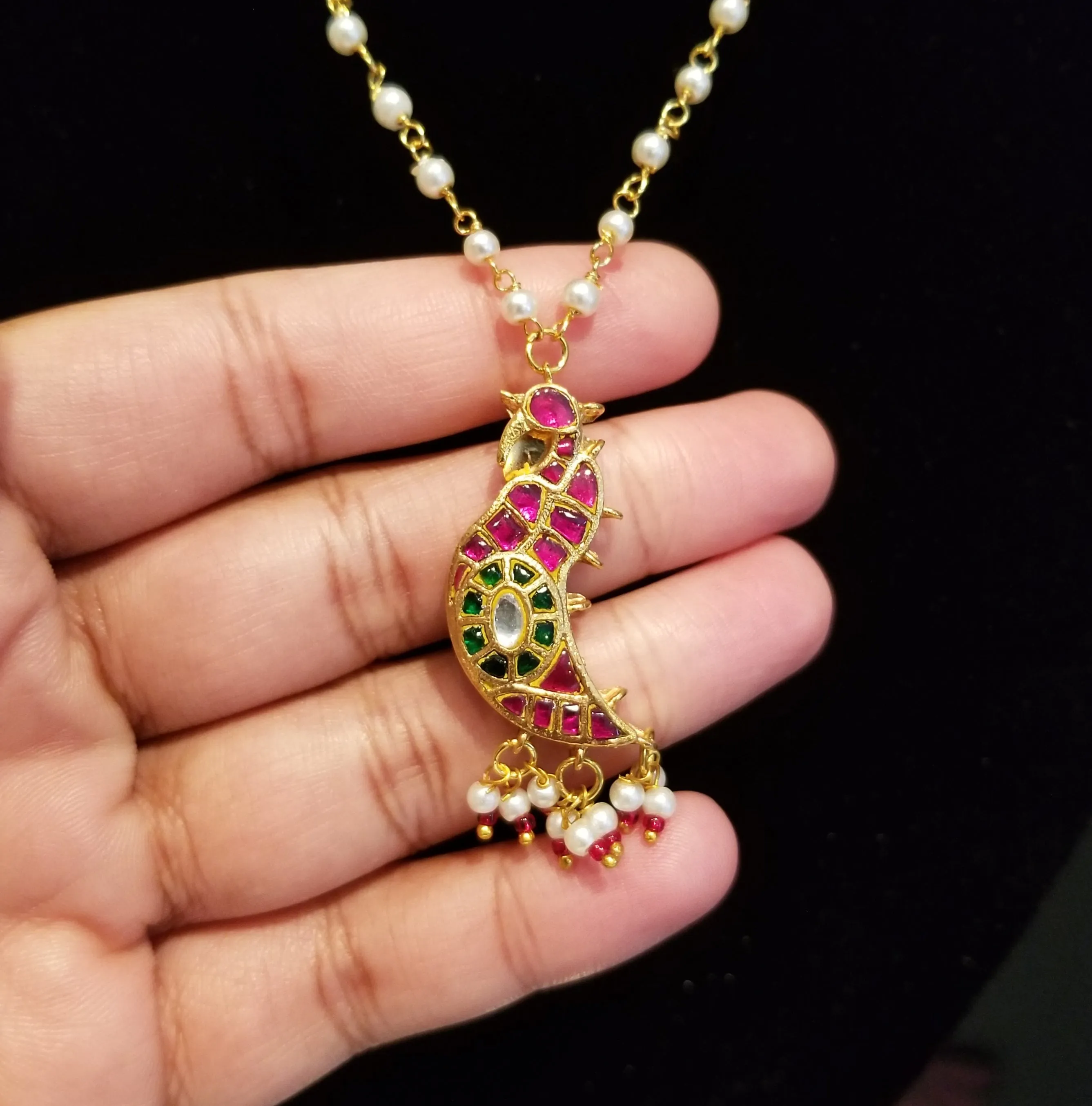 Pearl Chain With Kundan Pendant