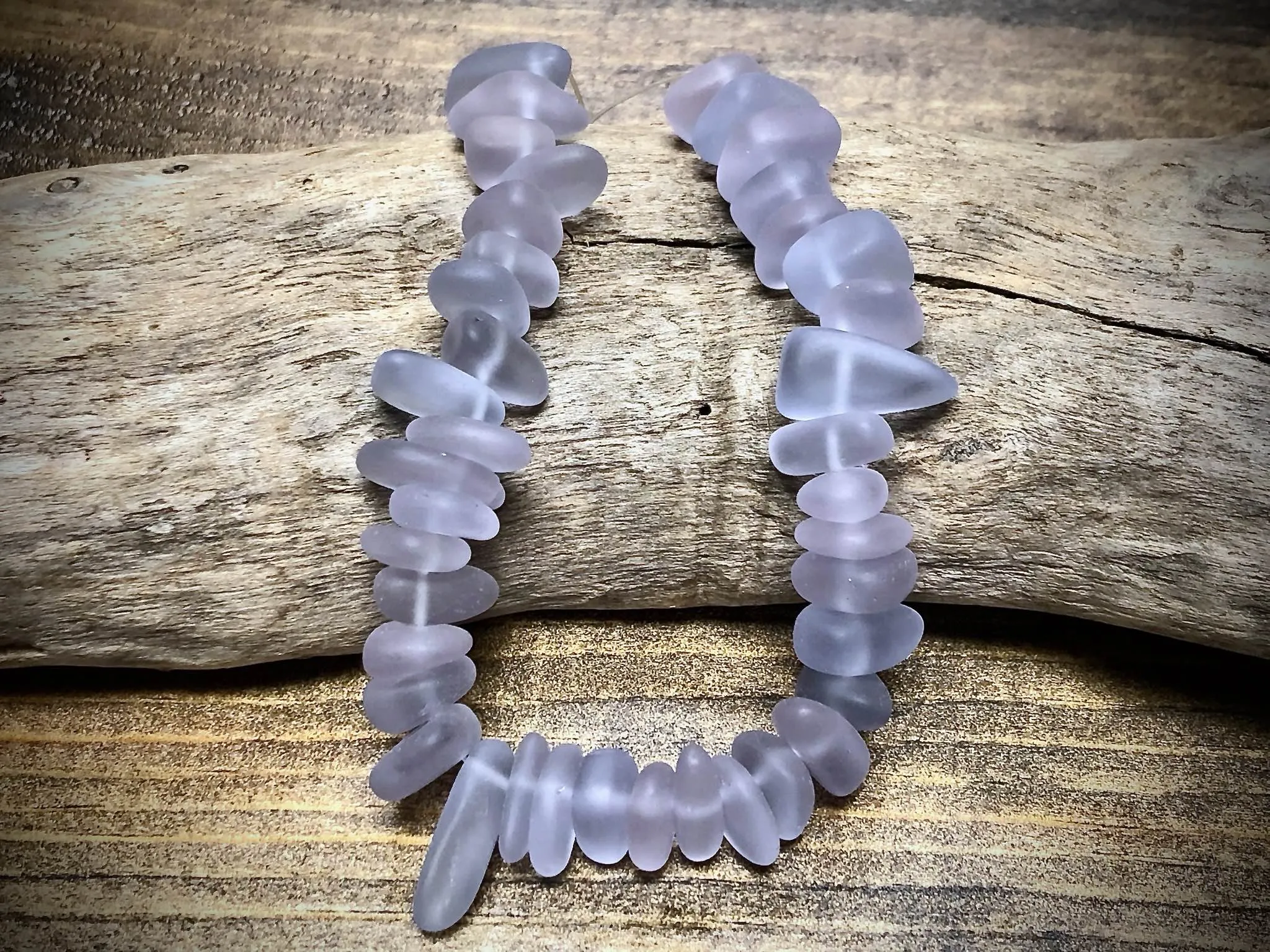 Periwinkle Pebbles 9x6mm Designer Sea Glass Bead Strand