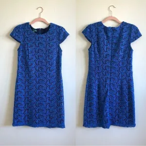 [Pim   Larkin] Blue Lace Short-Sleeve Shift Dress