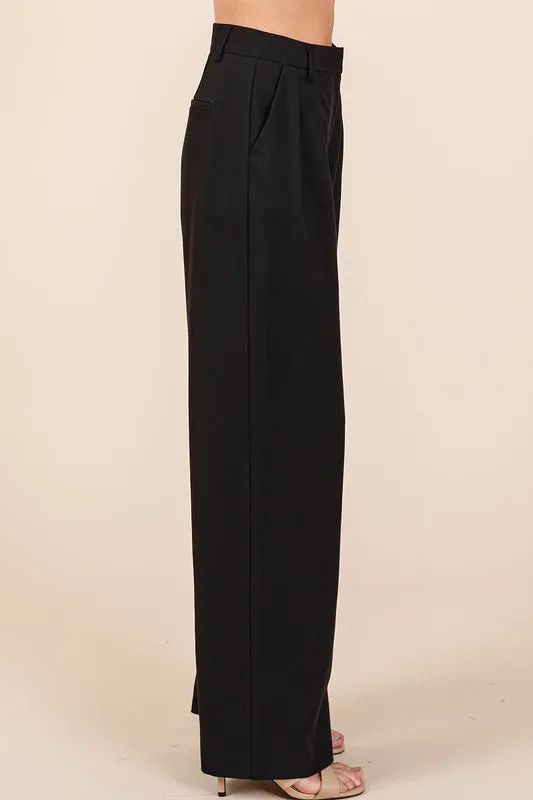 Pintuck Detail High Rise Pants