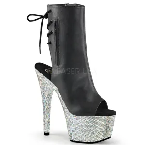 Pleaser Bejeweled 1018DM-7 Black Matte/Silver