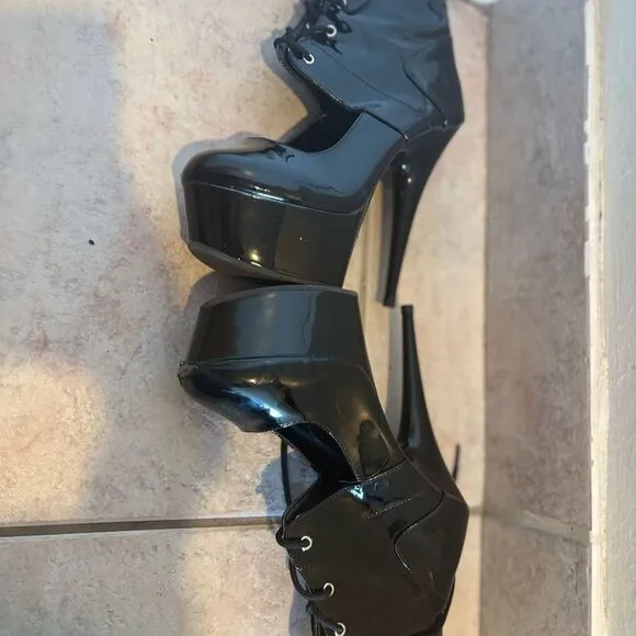 Pleaser Delight Platform Pole Heels sexy club dance cutout shoes lace boots