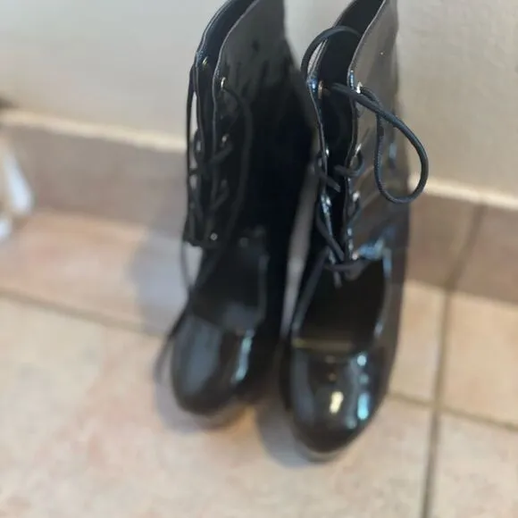 Pleaser Delight Platform Pole Heels sexy club dance cutout shoes lace boots
