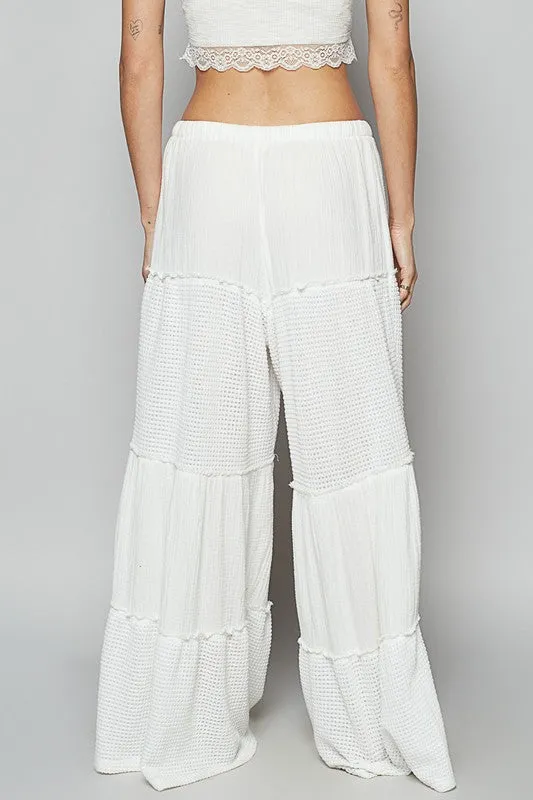 POL Waffle-Knit Drawstring Wide Leg Pants