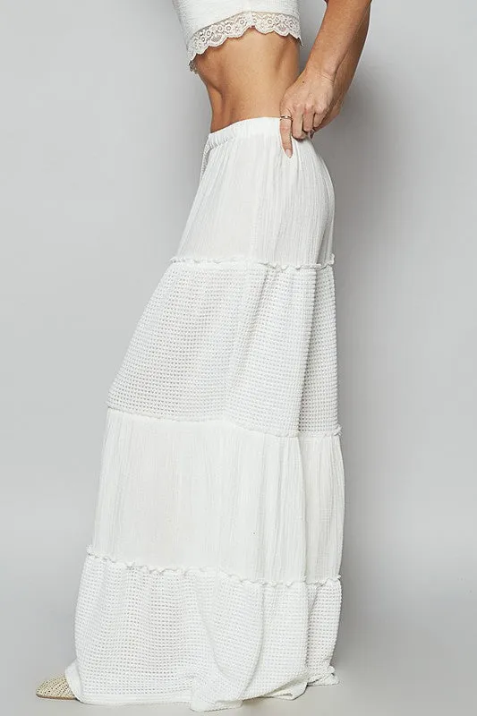 POL Waffle-Knit Drawstring Wide Leg Pants