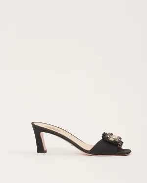 Prada Black Satin Jewel Detail Mules - 36.5