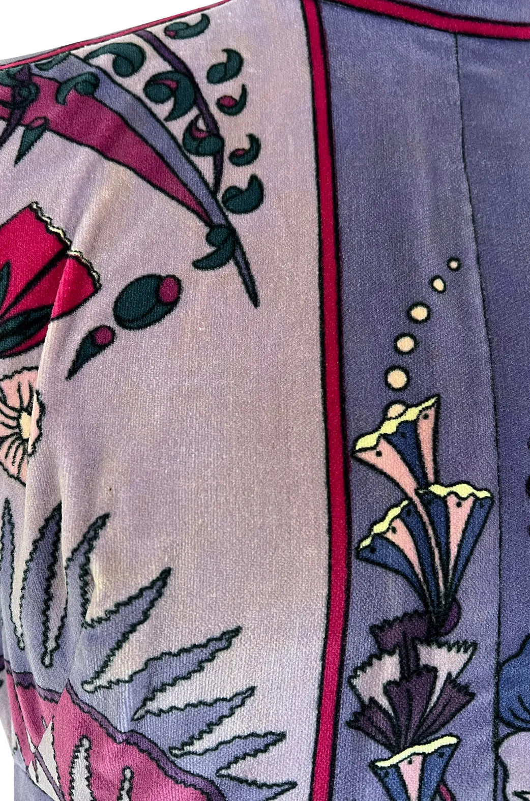 Prettiest 1960s Bessi Dusty Purple & Pink Floral Print Velvet Dress