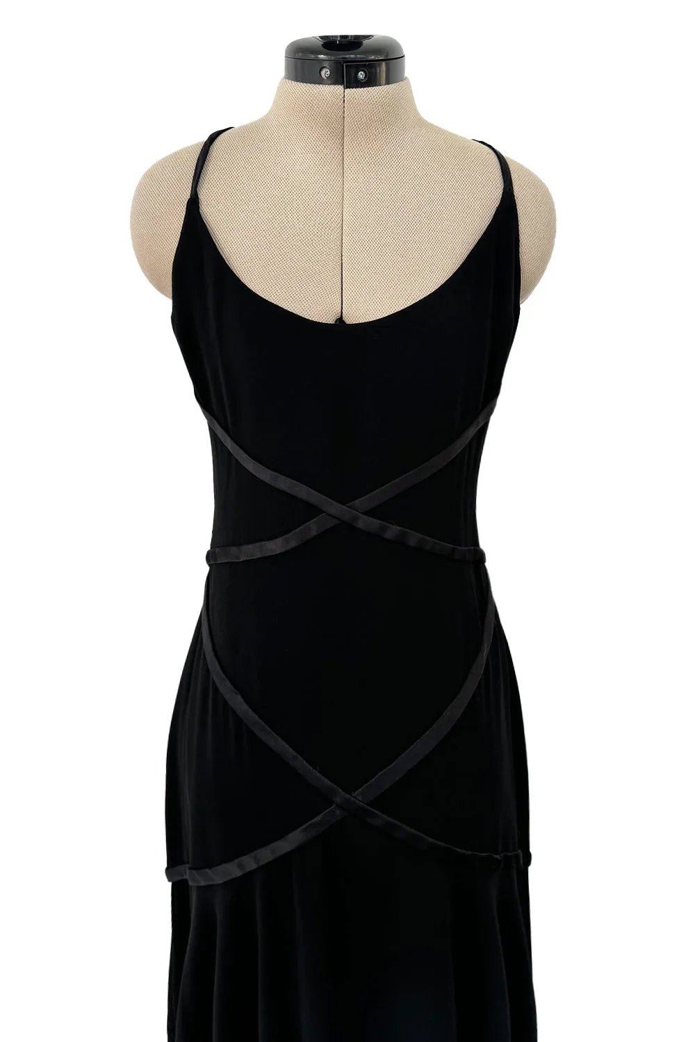 Prettiest 2000s Valentino Backless Bias Cut Dress w Ribbon Detail & Lace Hem