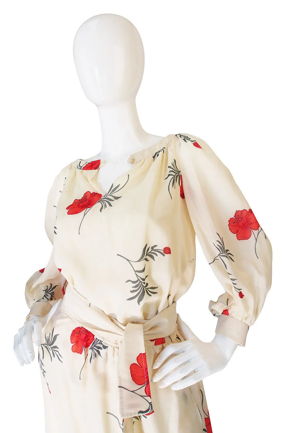 Pretty 1970s Ted Lapidus Floral Skirt & Top Set