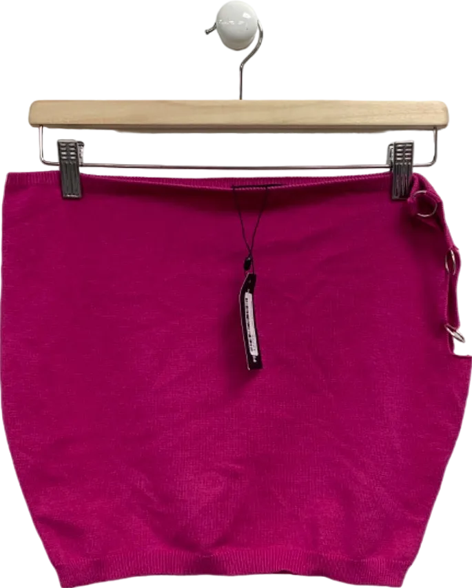 Pretty Little Thing Hot Pink Ring Cut Out Knit Mini Skirt UK M