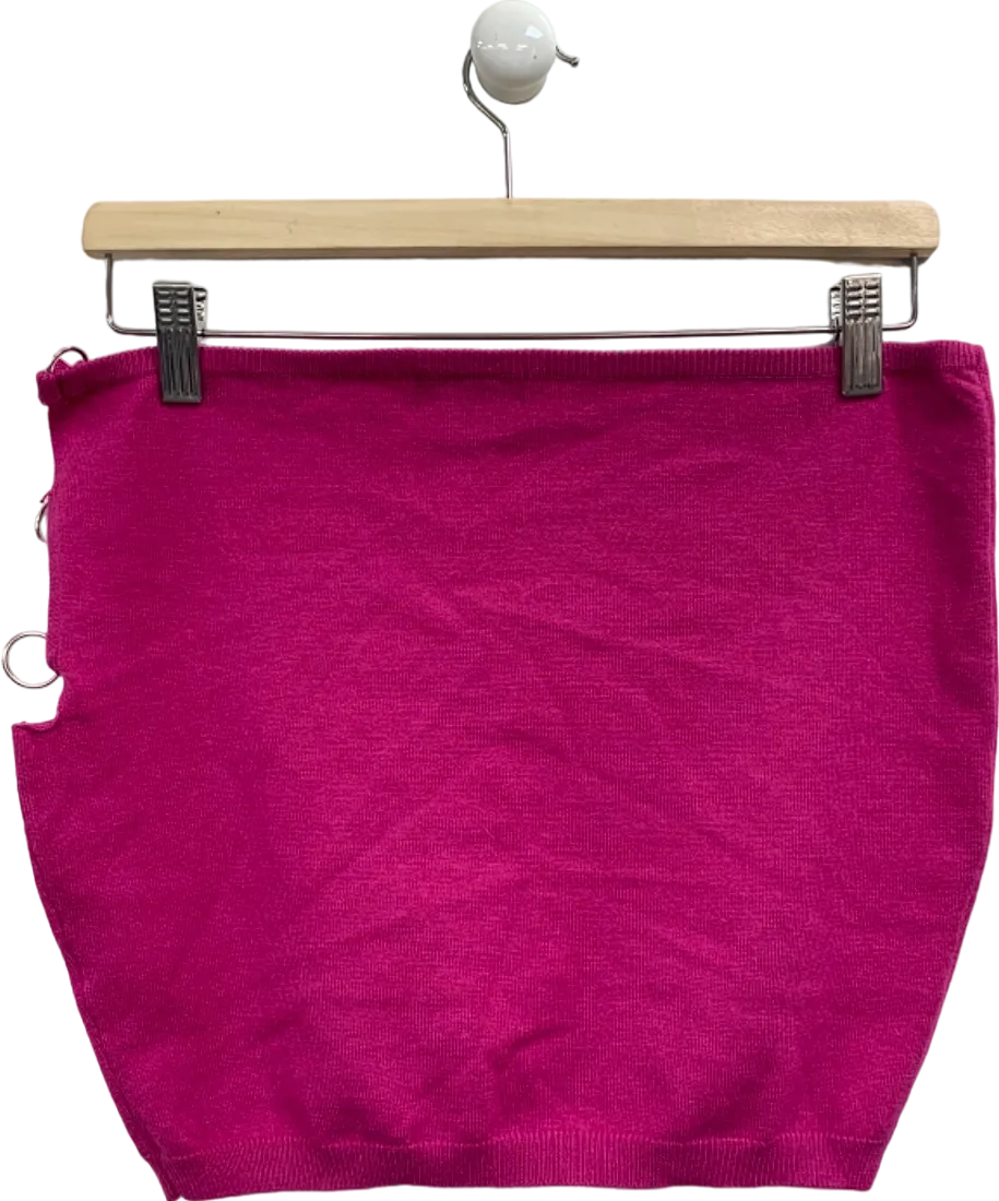 Pretty Little Thing Hot Pink Ring Cut Out Knit Mini Skirt UK M
