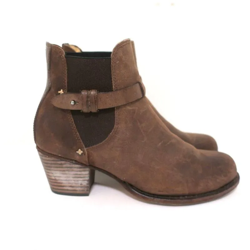 Rag & Bone Durham Chelsea Boots Brown Suede Size 38 Mid-Heel Ankle Boots