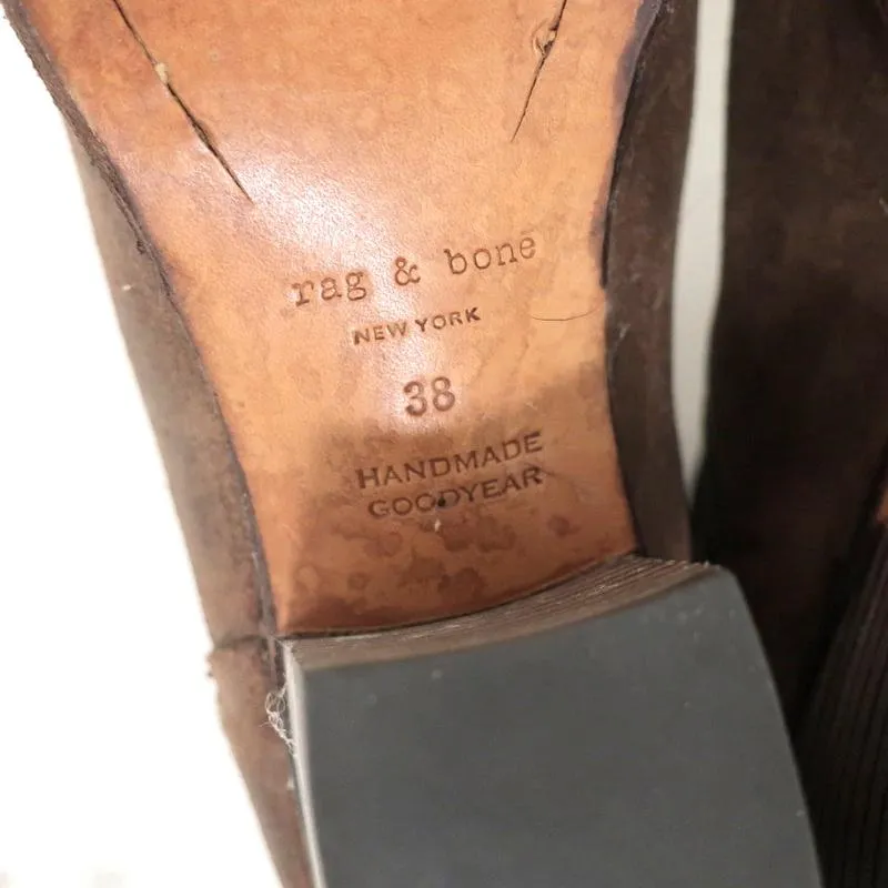 Rag & Bone Durham Chelsea Boots Brown Suede Size 38 Mid-Heel Ankle Boots