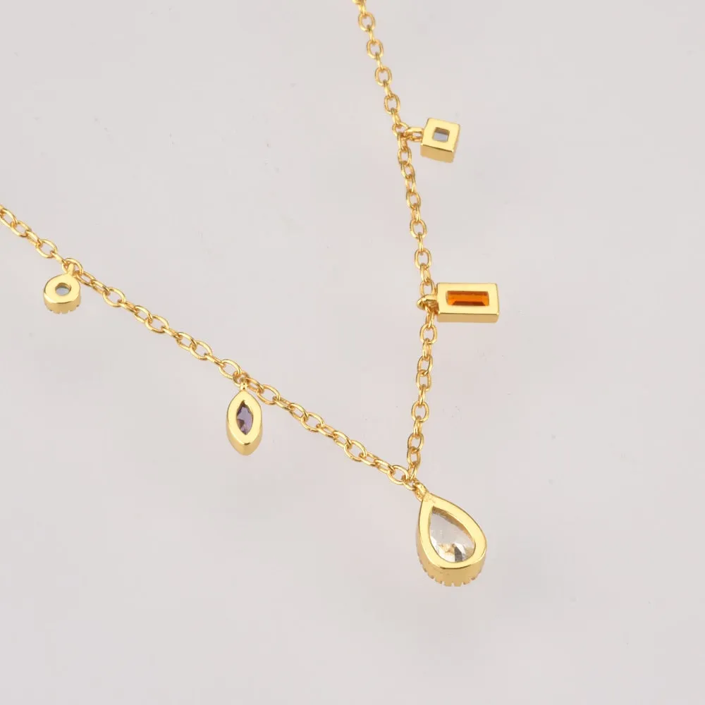 Rainbow Crystal Charms Necklace