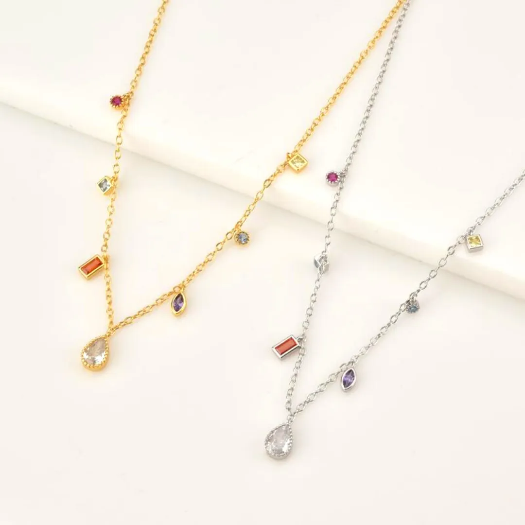 Rainbow Crystal Charms Necklace
