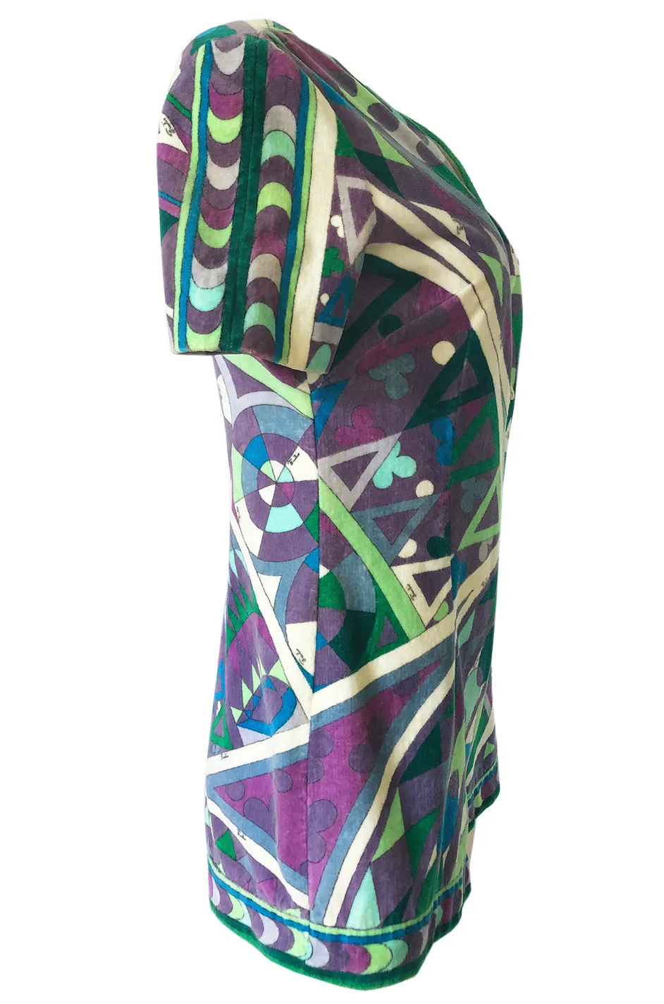 Rare 1960s Emilio Pucci Terry Cloth Pale Purple & Green Print Playsuit