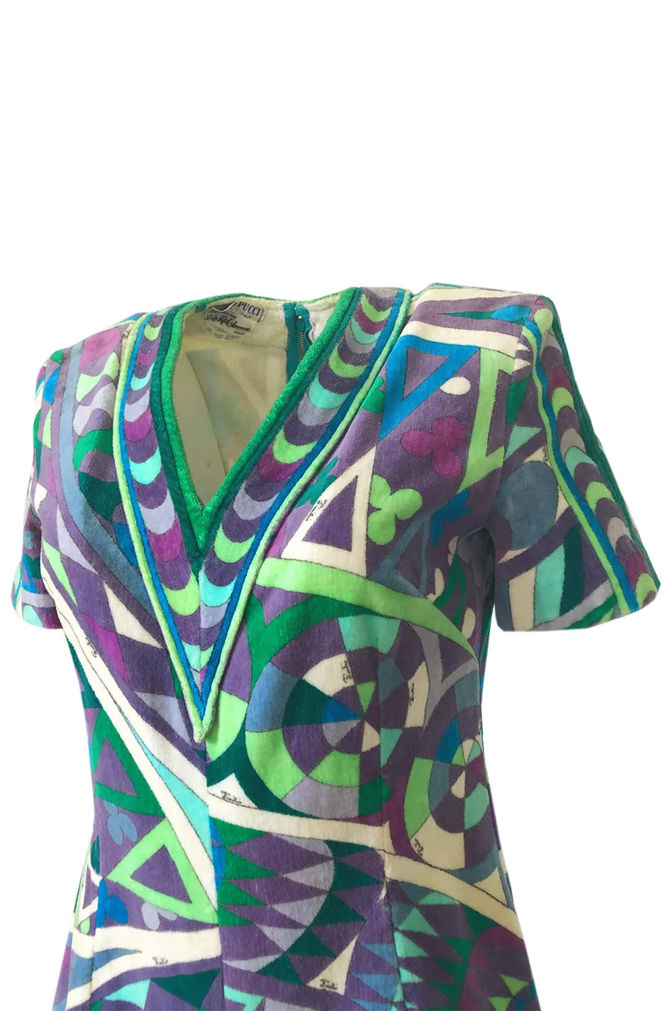 Rare 1960s Emilio Pucci Terry Cloth Pale Purple & Green Print Playsuit