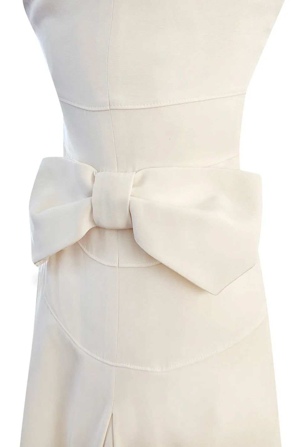 Recent Valentino Ivory Strapless Fitted Bodice Silk Wedding Dress w Train & Back Bow